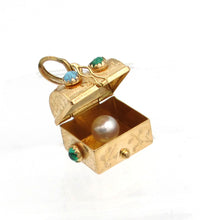 Load image into Gallery viewer, Large Vintage 18K Yellow Gold Italian Gemstone Treasure Chest Charm