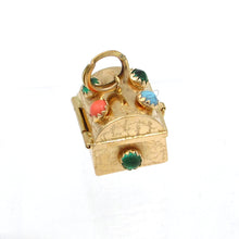 Load image into Gallery viewer, Large Vintage 18K Yellow Gold Italian Gemstone Treasure Chest Charm