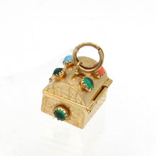 Load image into Gallery viewer, Large Vintage 18K Yellow Gold Italian Gemstone Treasure Chest Charm