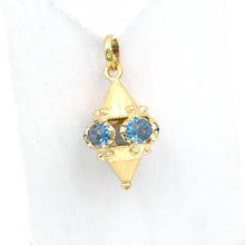 Load image into Gallery viewer, Italian Etruscan 18K Vintage yellow gold Blue Zircon Charm Italy