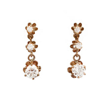 Load image into Gallery viewer, Vintage 14K Gold .80pt t.w. Diamond Dangle Drop Earrings