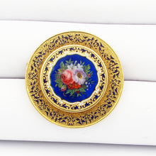 Load image into Gallery viewer, Antique Victorian 14K Yellow Gold ENAMEL Pin and Earrings in box