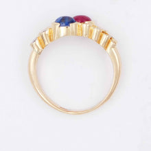 Load image into Gallery viewer, 14k Yellow gold Cabochon Ruby Sapphire and Diamond Ring sz 8