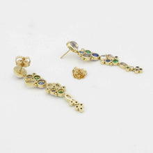 Load image into Gallery viewer, TEMPLE ST CLAIR 18K Gold Moonstone, Sapphire Long Drop Earrings