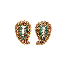 Load image into Gallery viewer, 14k Yellow Gold Emerald Diamond Non-Pierced Earrings
