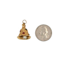 Load image into Gallery viewer, 14K Yellow Gold Sapphire and Ruby Bell Charm
