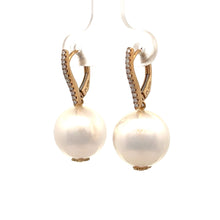 Load image into Gallery viewer, 18k Yellow Gold Diamond 12mm South Sea Pearl Earrings
