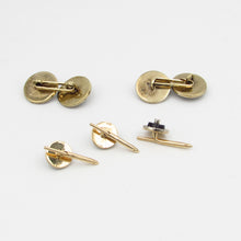 Load image into Gallery viewer, Antique Art Deco 14K Gold Onyx, Diamond Cufflink &amp; Stud set Austria
