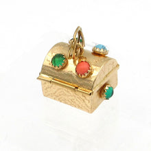 Load image into Gallery viewer, Large Vintage 18K Yellow Gold Italian Gemstone Treasure Chest Charm
