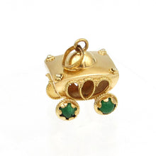 Load image into Gallery viewer, Vintage Italian 18K Yellow Gold Gemstone CARRIAGE Charm Pendant
