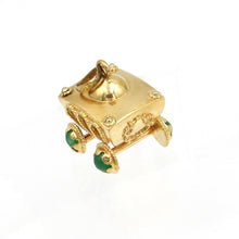 Load image into Gallery viewer, Vintage Italian 18K Yellow Gold Gemstone CARRIAGE Charm Pendant
