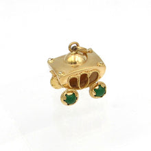 Load image into Gallery viewer, Vintage Italian 18K Yellow Gold Gemstone CARRIAGE Charm Pendant
