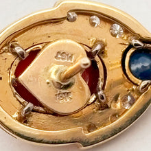 Load image into Gallery viewer, 18k Yellow Gold Sapphire Coral and Diamond Earrings
