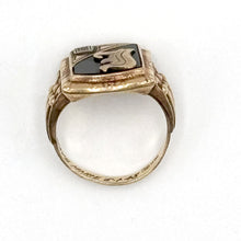 Load image into Gallery viewer, 10k Yellow Gold Onyx Diamond "E" Ring

