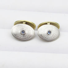 Load image into Gallery viewer, Art Deco 14K Gold Sapphire &amp; Diamond Detailed Cufflinks
