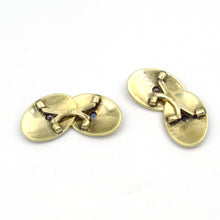 Load image into Gallery viewer, Art Deco 14K Gold Sapphire &amp; Diamond Detailed Cufflinks
