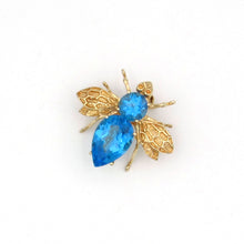 Load image into Gallery viewer, 14K Yellow Gold Blue Topaz Bumble Bee Pin or Pendant 1&quot;
