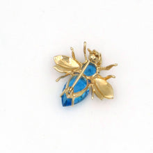 Load image into Gallery viewer, 14K Yellow Gold Blue Topaz Bumble Bee Pin or Pendant 1&quot;
