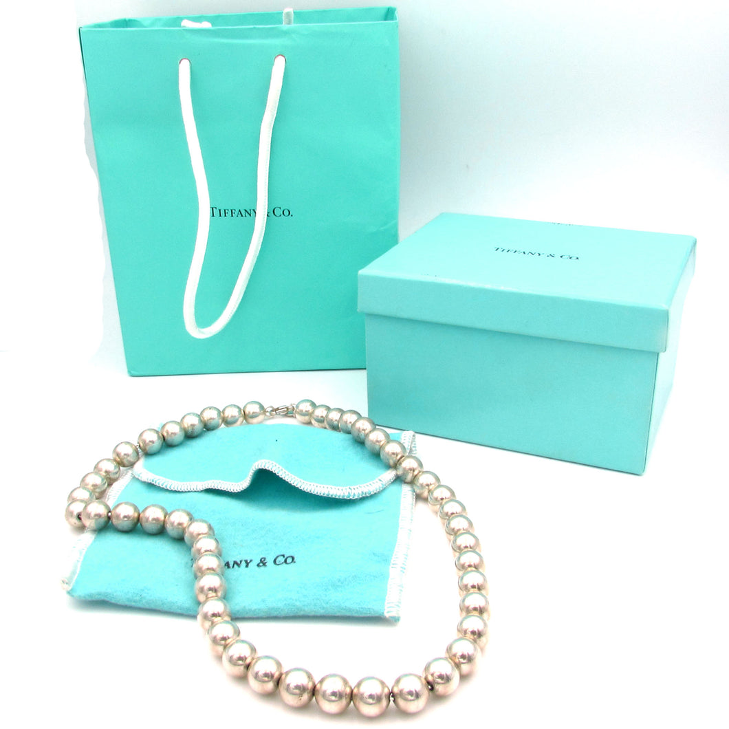 TIFFANY & CO Sterling Silver 10mm Beaded Necklace