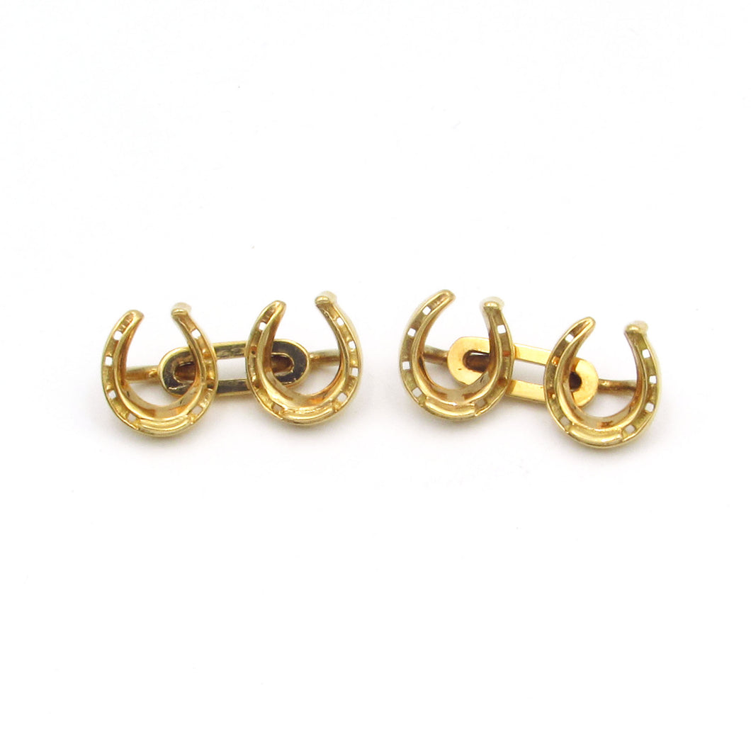 Ralph Lauren 18K Yellow Gold Horseshow Ladies Cufflinks