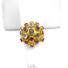 Load image into Gallery viewer, Vintage 18K Yellow Gold Multi Gemstone Spudnik ring sz 6
