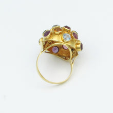 Load image into Gallery viewer, Vintage 18K Yellow Gold Multi Gemstone Spudnik ring sz 6
