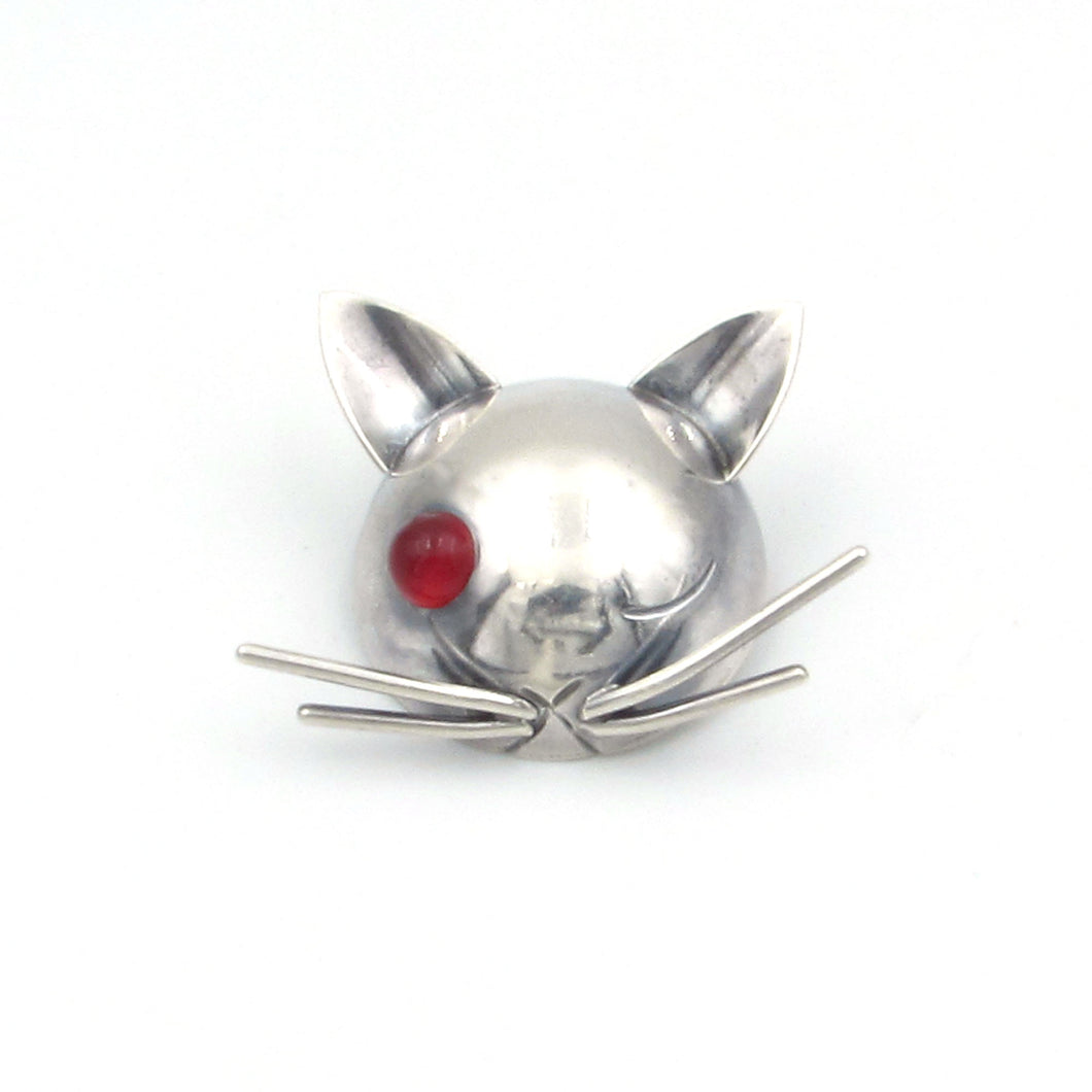 Georg Jensen sterling silver winking Cat pin