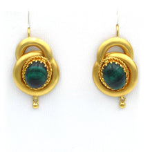 Load image into Gallery viewer, Antique Victorian 14K Yellow Gold Malachite Earrings
