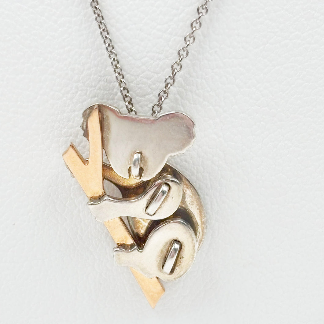 Tiffany & Co 18k Yellow Gold & Sterling Silver Koala Necklace