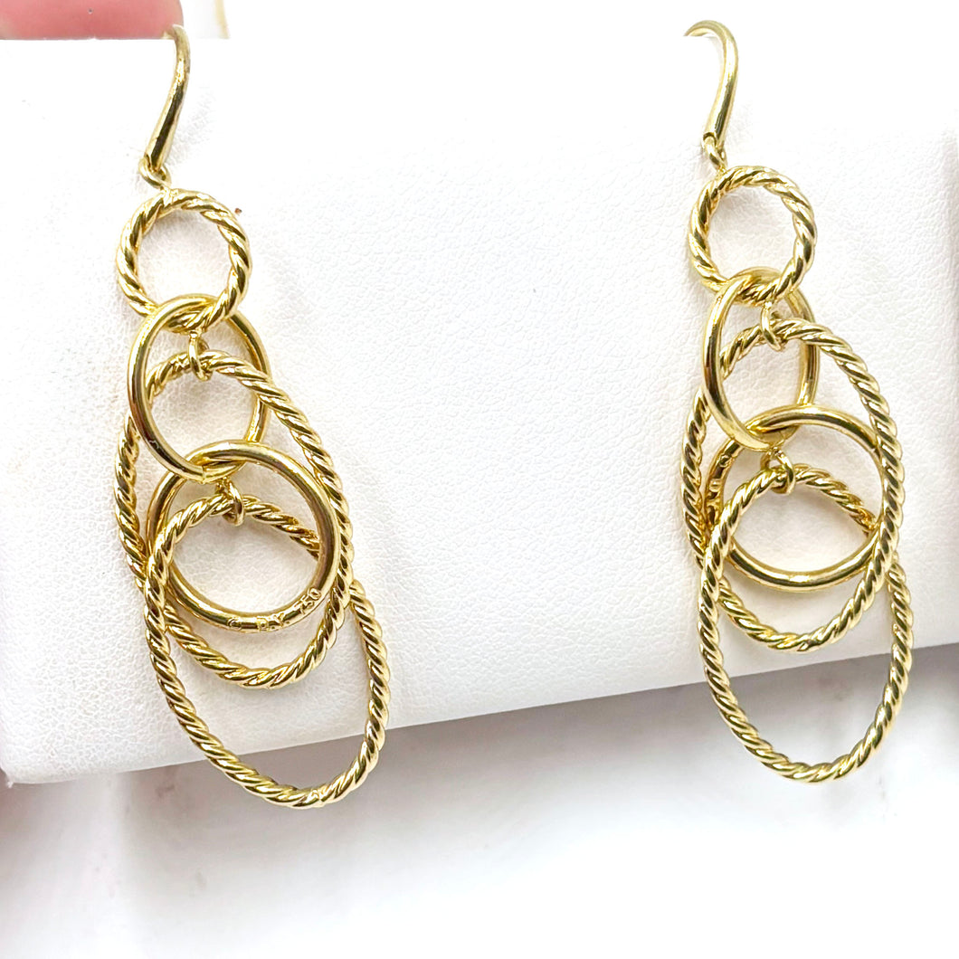 David Yurman 18K Yellow Gold Mobile Circle Drop Earrings