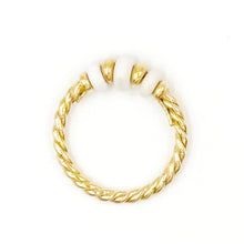 Load image into Gallery viewer, David Yurman Rio Rondelle Cabled White Agate 18K Yellow Gold Ring
