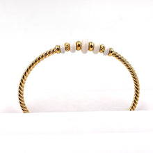 Load image into Gallery viewer, David Yurman Rio Rondelle Cable Cuff Bracelet White Agate 18K Yellow Gold
