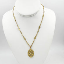 Load image into Gallery viewer, 18k Yellow Gold Openwork Filigree Diamond Pendant Necklace
