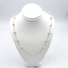 Load image into Gallery viewer, 14k Yellow Gold Station Pearl Necklace 17&quot;L
