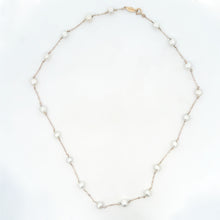 Load image into Gallery viewer, 14k Yellow Gold Station Pearl Necklace 17&quot;L
