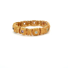 Load image into Gallery viewer, Estate Bold Sterling Silver Vermeil Multi Gemstone Textured Bracelet
