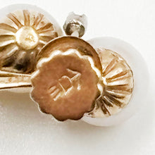 Load image into Gallery viewer, Vintage c1950 14K Yellow Gold Pearl and Diamond Screw Back Earrings
