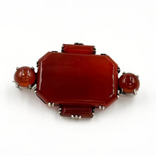 Load image into Gallery viewer, Art Deco Sterling Silver Carnelian Brooch/Pin
