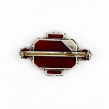 Load image into Gallery viewer, Art Deco Sterling Silver Carnelian Brooch/Pin
