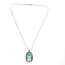Load image into Gallery viewer, Vintage 1920's Sterling Silver Faience Scarab Necklace
