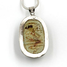 Load image into Gallery viewer, Vintage 1920's Sterling Silver Faience Scarab Necklace
