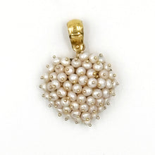 Load image into Gallery viewer, 18K Yellow Gold Pave Pearl Heart Pendant
