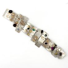 Load image into Gallery viewer, Artist Made Sterling Silver 14K Chunky Geometric Gemstone Bracelet
