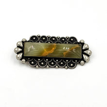 Load image into Gallery viewer, Vintage Sterling Silver Jasper or Agate Brooch/Pin
