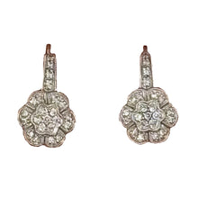 Load image into Gallery viewer, Vintage 14k White Gold Diamond Floral Earrings
