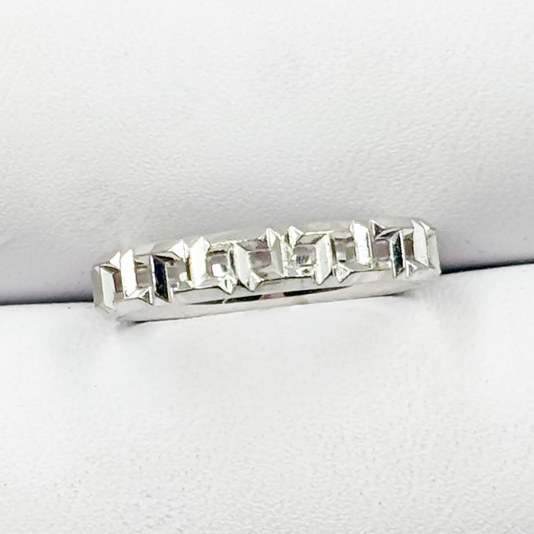 Tiffany & Co 18K White Gold True T Ring Band Narrow 3mm Size 5.25