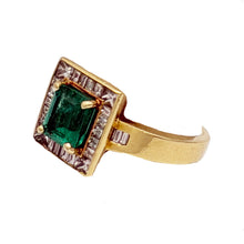 Load image into Gallery viewer, 18K Yellow Gold Emerald and 1.00ct Diamond Ring
