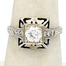 Load image into Gallery viewer, Antique Filigree 18K White Gold Diamond Ring
