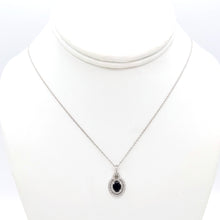 Load image into Gallery viewer, 14k White Gold Diamond Sapphire Pendant Necklace
