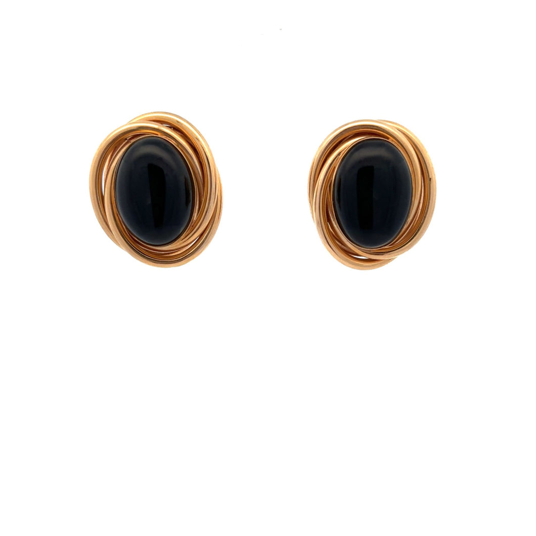 Elegant 14K Yellow Gold Black Onyx Earrings